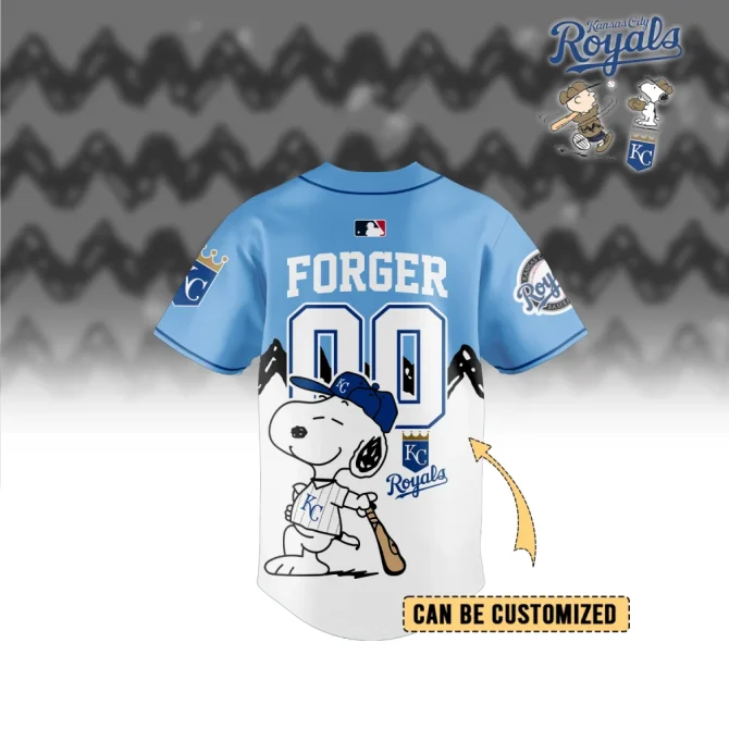 Customizable Kansas City Royals Snoopy Baseball Jersey - Unique Gift For Fans! - Image 3