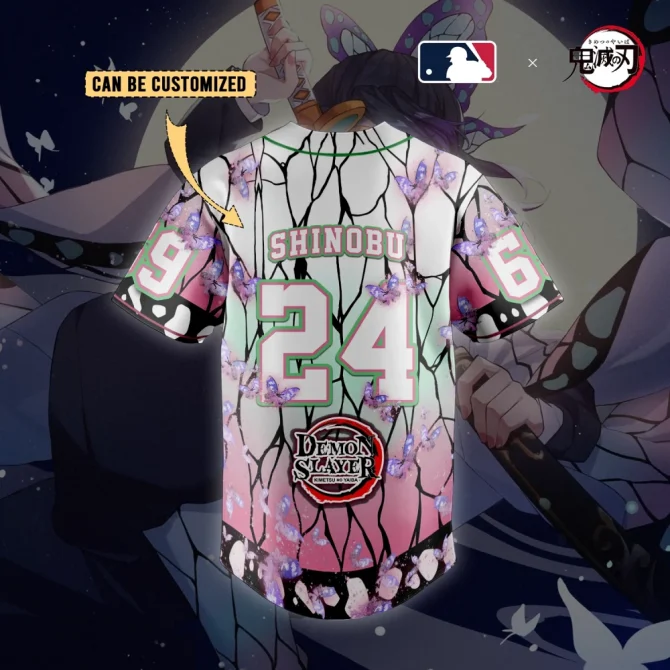 Customizable Demon Slayer Shinobu Baseball Jersey - Anime Fan Apparel - Image 3