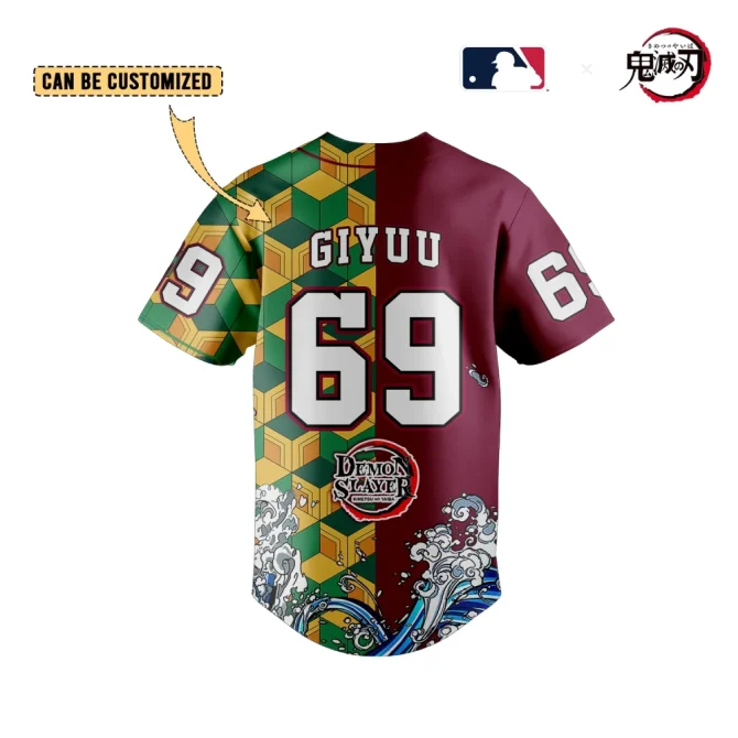 Customizable Demon Slayer Baseball Jersey - Giyuu Design, Stylish Anime Apparel - Image 3