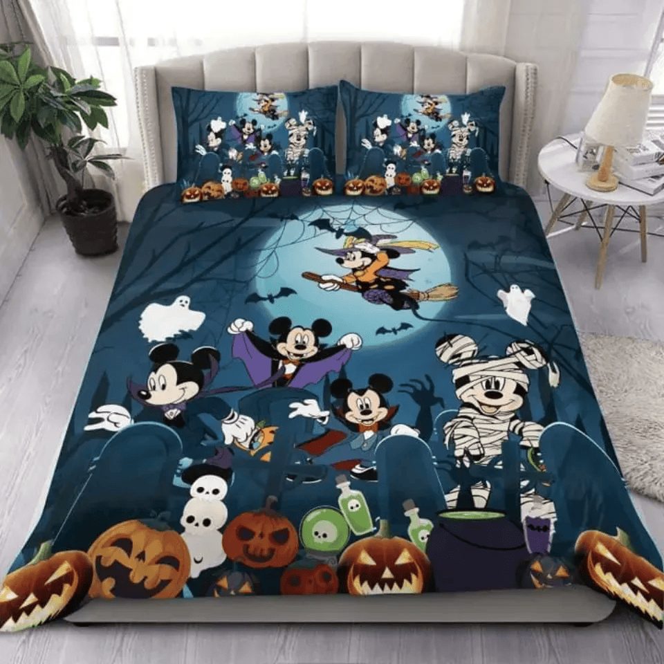 Spooky Halloween Cartoon Bedding Set - Cozy Comforter & Pillowcases For Kids Room Décor