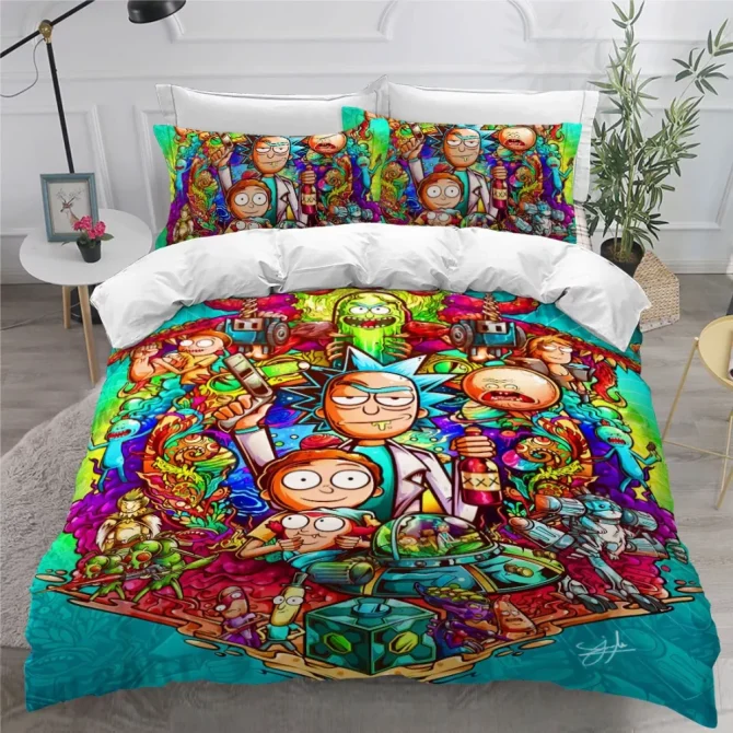 Vibrant Cartoon Sci-Fi Bedding Set - Soft, Cozy, Perfect For Fans - Twin/Queen/King Sizes
