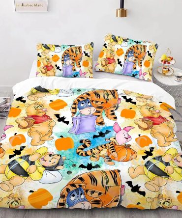 Cozy Cartoon Character Halloween Bedding Set - Fun & Vibrant Kids' Bedroom Decor