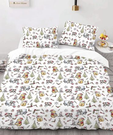 Cozy Holiday Cartoon Bedding Set - Festive Comforter With Pillowcases For Kids & Adults