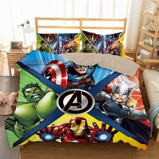Avengers Superhero Bedding Set - Twin Size - Vibrant Kids Room Decor With Pillowcases