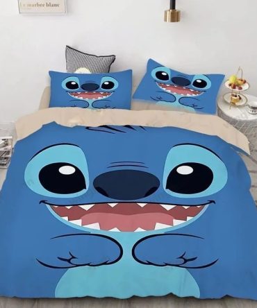 Adorable Blue Cartoon Character Bedding Set - Cozy & Fun For Kids' Rooms