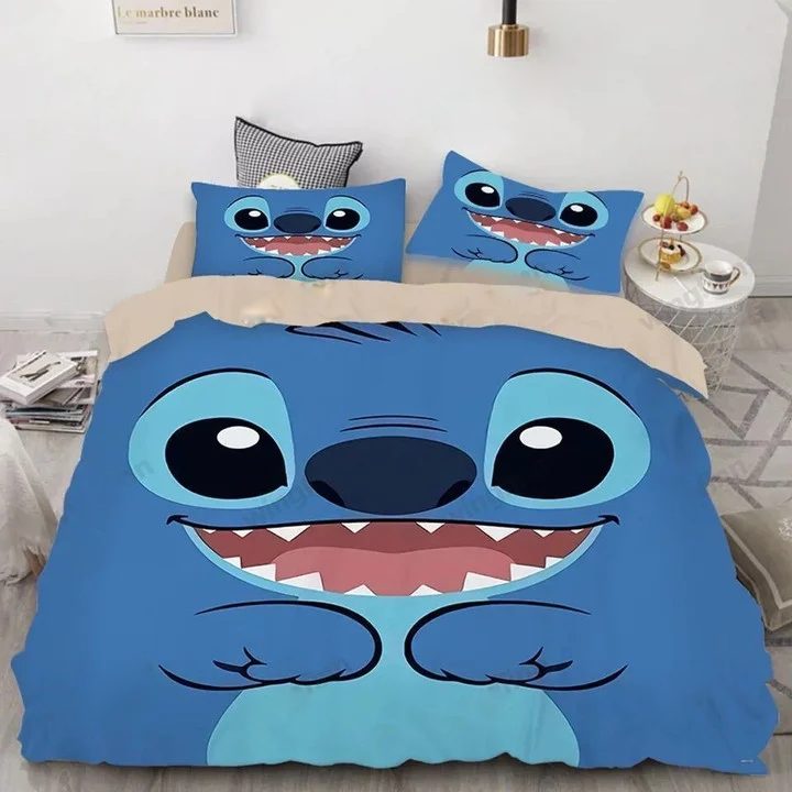 Adorable Blue Cartoon Character Bedding Set - Cozy & Fun For Kids' Rooms