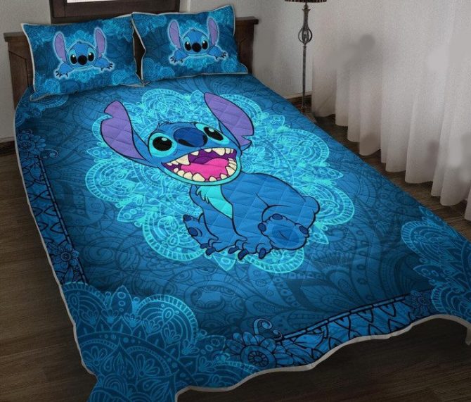 Cozy Stitch Themed Bedding Set - Vibrant Blue Mandala Design For Kids & Fans