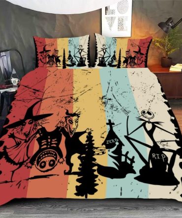 Spooky Halloween Gothic Bedding Set - Unique Skeleton & Witch Design For Cozy Nights