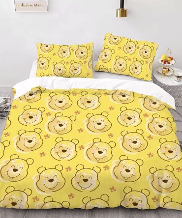 Cozy Yellow Bear Print Bedding Set - Cute Cartoon Design For Kids & Teens - Soft & Durable - Twin/Full/Queen Sizes Available