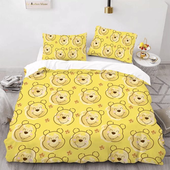 Cozy Yellow Bear Print Bedding Set - Cute Cartoon Design For Kids & Teens - Soft & Durable - Twin/Full/Queen Sizes Available
