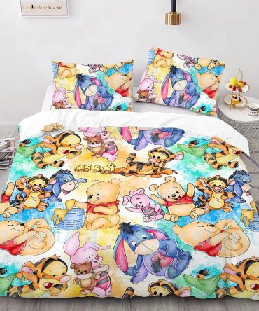Cozy Cartoon Character Bedding Set - Colorful Kids Duvet Cover & Pillowcases