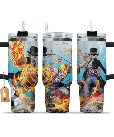 Anime Heroes Flame Tumbler With Handle & Straw – 20Oz Insulated Mug For Hot & Cold Drinks