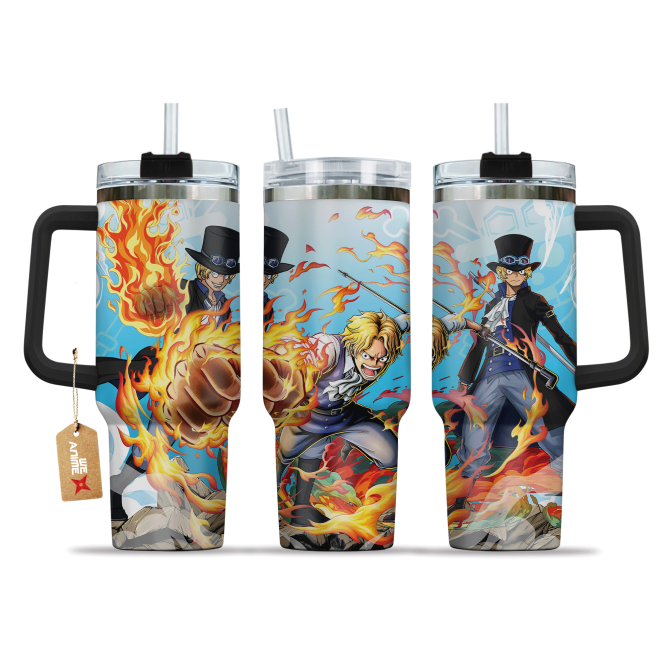 Anime Heroes Flame Tumbler With Handle & Straw – 20Oz Insulated Mug For Hot & Cold Drinks
