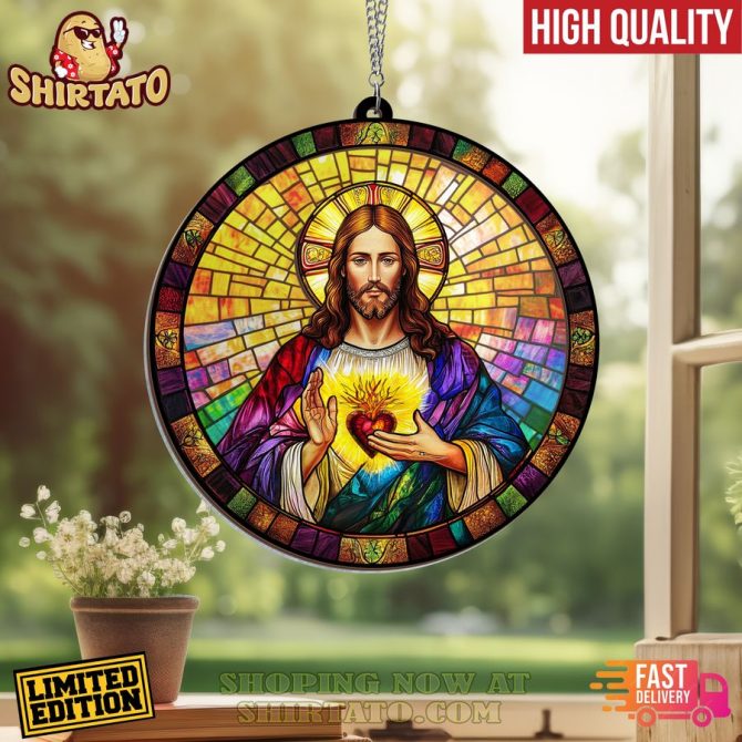 Limited Edition Stained Glass Jesus Suncatcher - High Quality, Fast Delivery – Perfect Home Decor Gift - Image 2