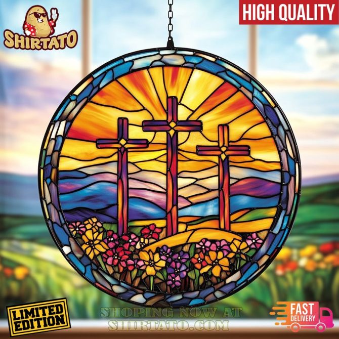 Limited Edition Stained Glass Cross Suncatcher - Vibrant Colors, High Quality, Fast Delivery