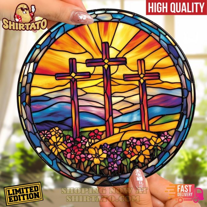Limited Edition Stained Glass Cross Suncatcher - Vibrant Colors, High Quality, Fast Delivery - Image 2