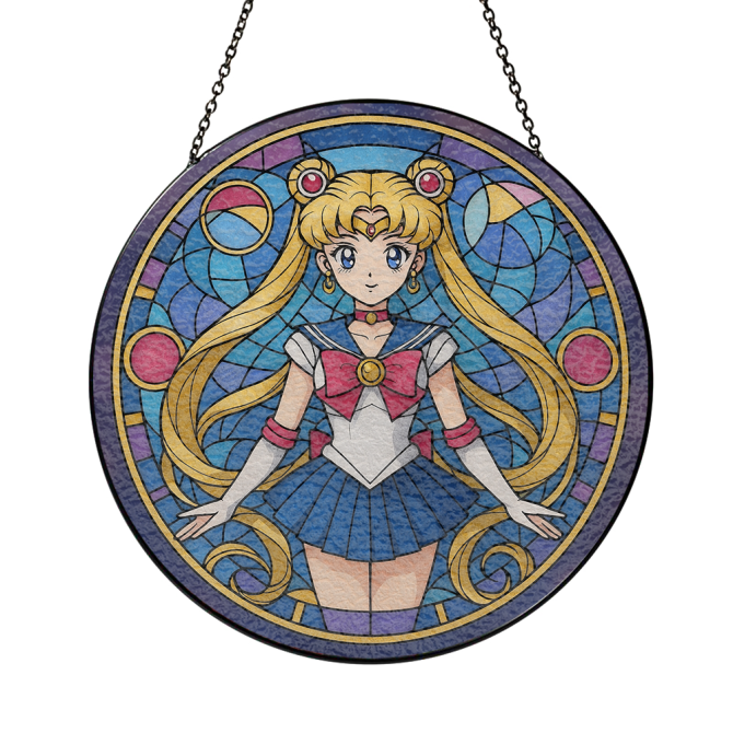 Sailor Moon Stained Glass Window Hanging Panel Suncatcher Decor - Image 3