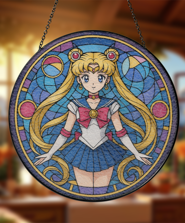 Sailor Moon Stained Glass Window Hanging Panel Suncatcher Decor