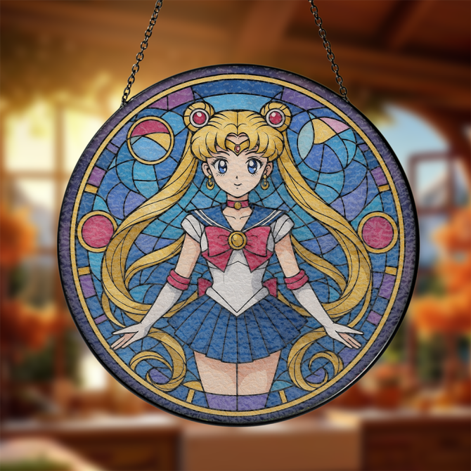 Sailor Moon Stained Glass Window Hanging Panel Suncatcher Decor
