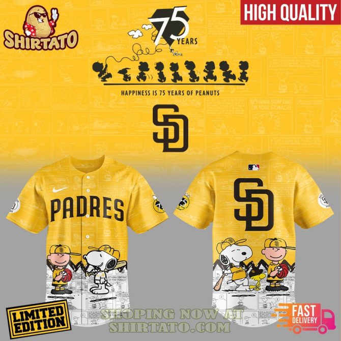 Limited Edition Padres Peanuts 75Th Anniversary Jersey – High Quality, Fast Delivery!