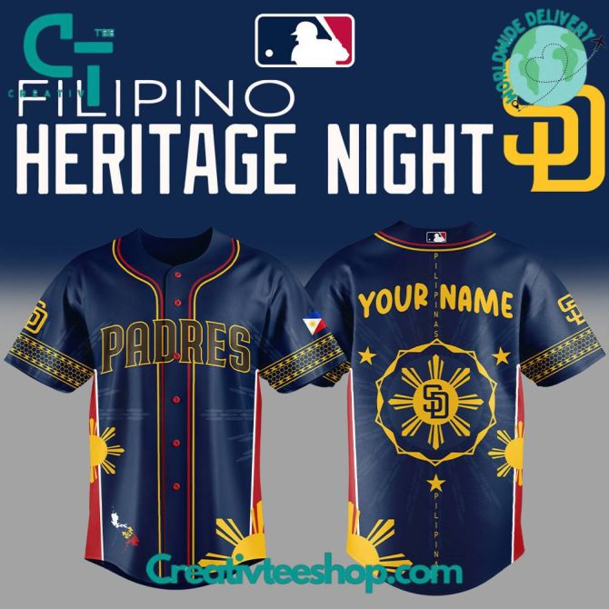 Custom Padres Filipino Heritage Night Jersey – Personalized Baseball Shirt