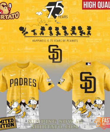 Limited Edition Padres Peanuts 75Th Anniversary Baseball Jersey – High Quality, Fast Delivery!