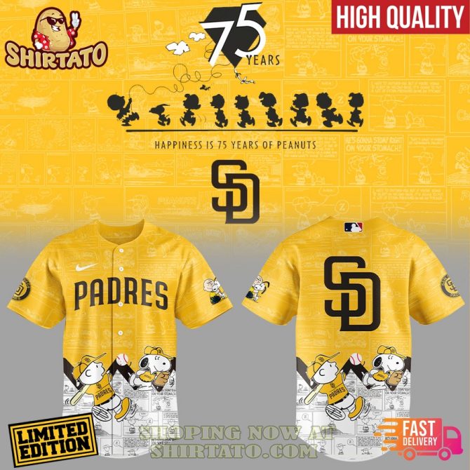 Limited Edition Padres Peanuts 75Th Anniversary Baseball Jersey – High Quality, Fast Delivery!