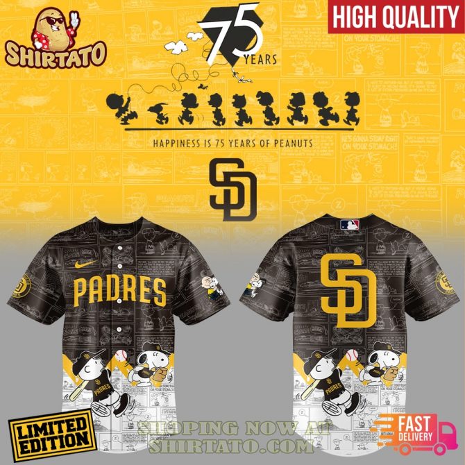 Limited Edition Padres Peanuts 75Th Anniversary Jersey - High Quality & Fast Delivery!