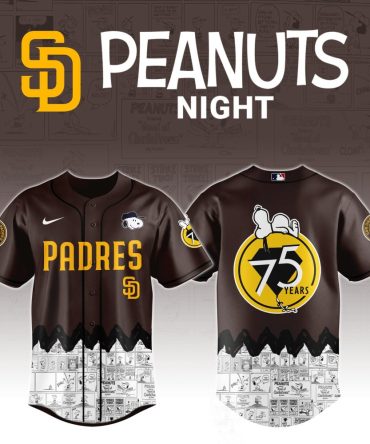 Limited Edition Peanuts Night Padres Jersey - Celebrate 75 Years With Snoopy Style!