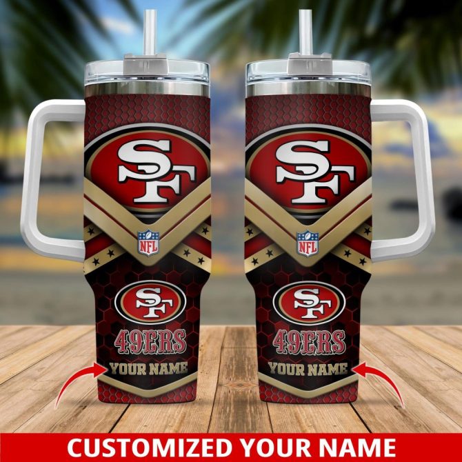 Custom 49Ers Tumbler With Handle & Straw – Personalized Nfl Fan Gift