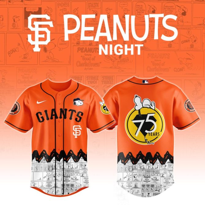 Limited Edition Giants Peanuts Night Jersey - Celebrate 75 Years With Snoopy! 🎉 Perfect For Fans & Collectors!