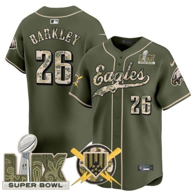 Limited Edition Eagles Super Bowl Jersey - Barkley #26 - Authentic Camo Design