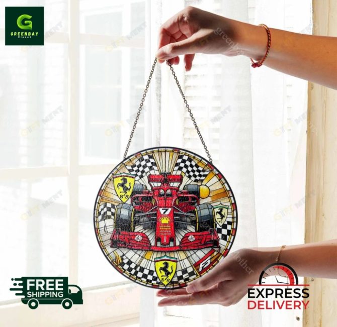 Stunning Racing Car Stained Glass Art - Vibrant Decor Piece , Free Shipping & Express Delivery - Image 2