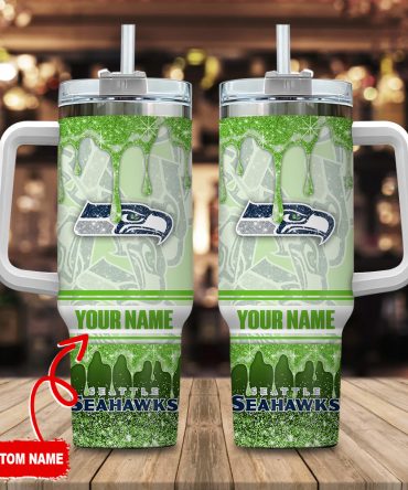 Custom Seattle Seahawks Tumbler With Handle - Personalized Gift For Fans