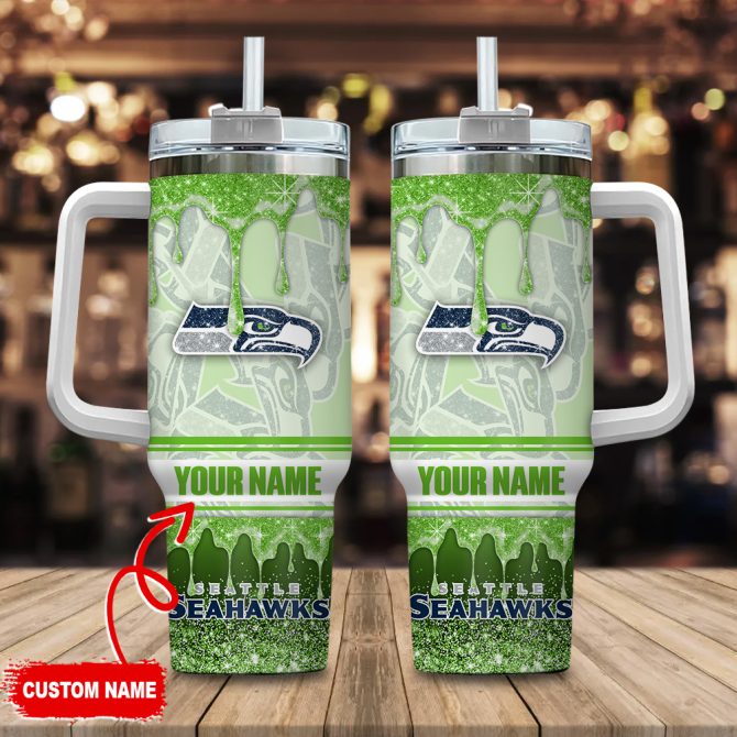 Custom Seattle Seahawks Tumbler With Handle - Personalized Gift For Fans
