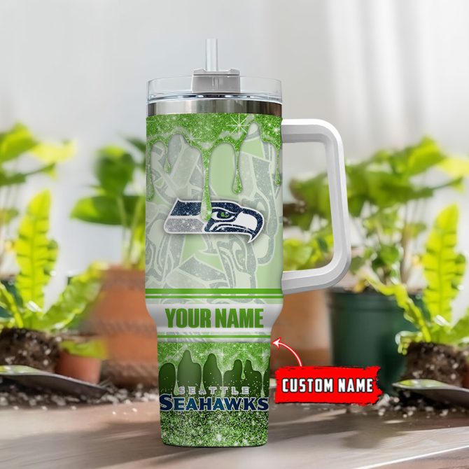 Custom Seattle Seahawks Tumbler With Handle - Personalized Gift For Fans - Image 2