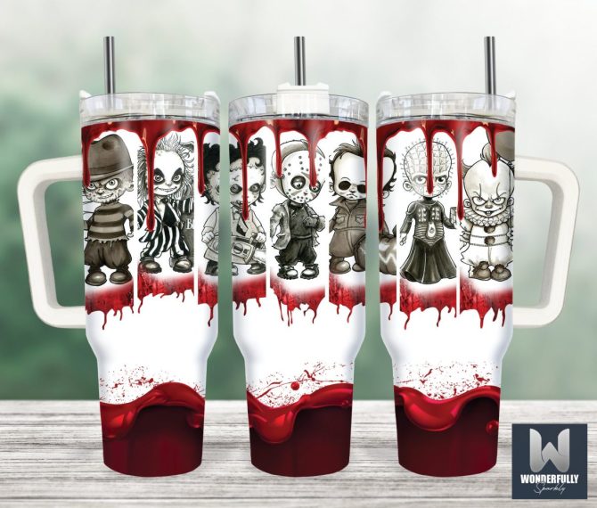 Horror Movie Tumbler With Straw – 16Oz Travel Mug For Thriller Fans