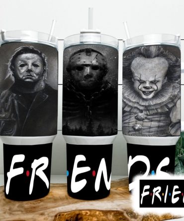 Horror Icons Tumbler Cup - Michael, Jason & Pennywise Design , Friends Fan Gift