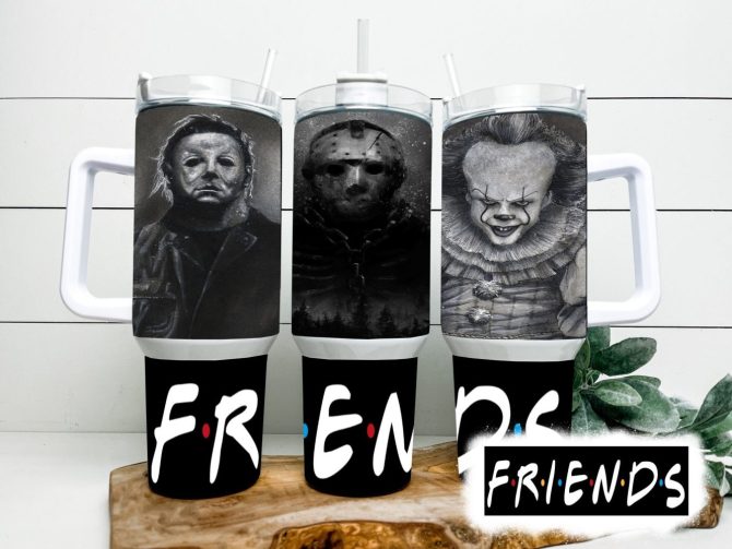 Horror Icons Tumbler Cup - Michael, Jason & Pennywise Design , Friends Fan Gift