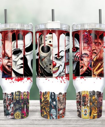 Horror Icons Tumbler With Handle - 24Oz Stainless Steel Insulated Mug For Hot & Cold Drinks
