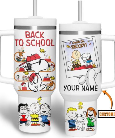 Customizable Snoopy Back To School Tumbler With Straw - Personalized Name, Fun Peanuts Design