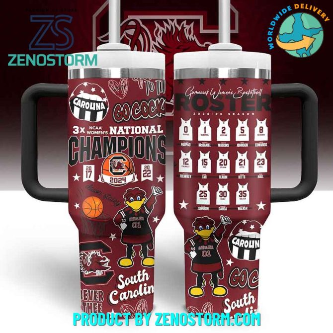 Celebrate South Carolina Gamecocks 3X Champions With Custom Tumbler - Perfect Gift For Fans!