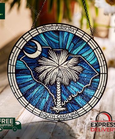 Stunning South Carolina Stained Glass Suncatcher -  Express Delivery!