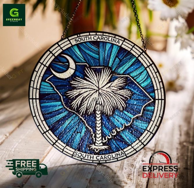 Stunning South Carolina Stained Glass Suncatcher -  Express Delivery!