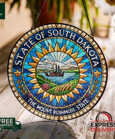 South Dakota State Stained Glass Sun Catcher - Express Delivery!