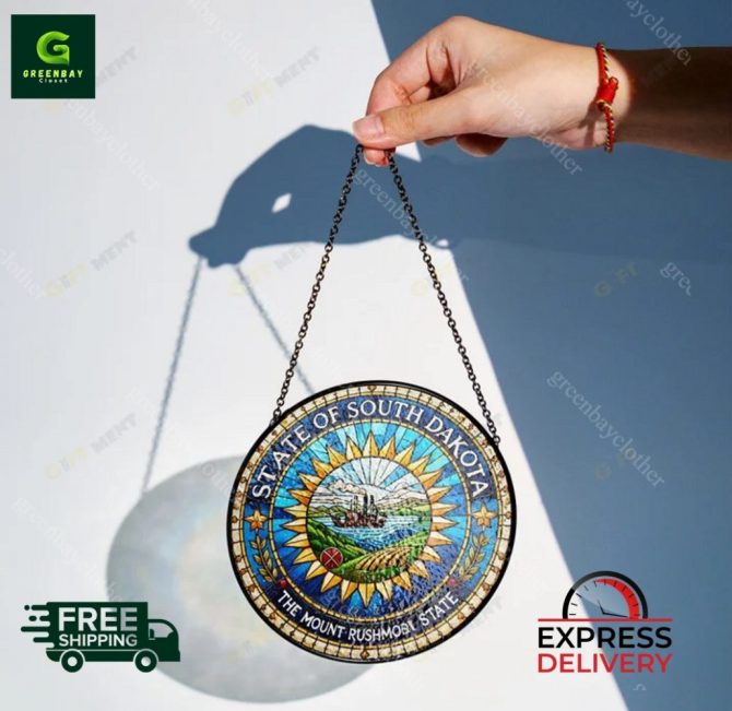 South Dakota State Stained Glass Sun Catcher - Express Delivery! - Image 2