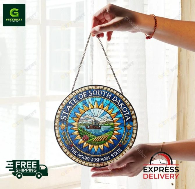 South Dakota State Stained Glass Sun Catcher - Express Delivery! - Image 3