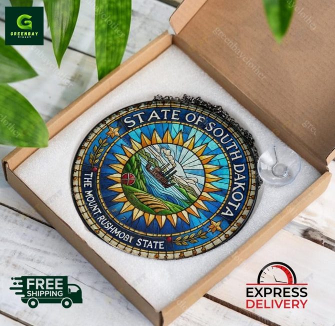 South Dakota State Stained Glass Sun Catcher - Express Delivery! - Image 5