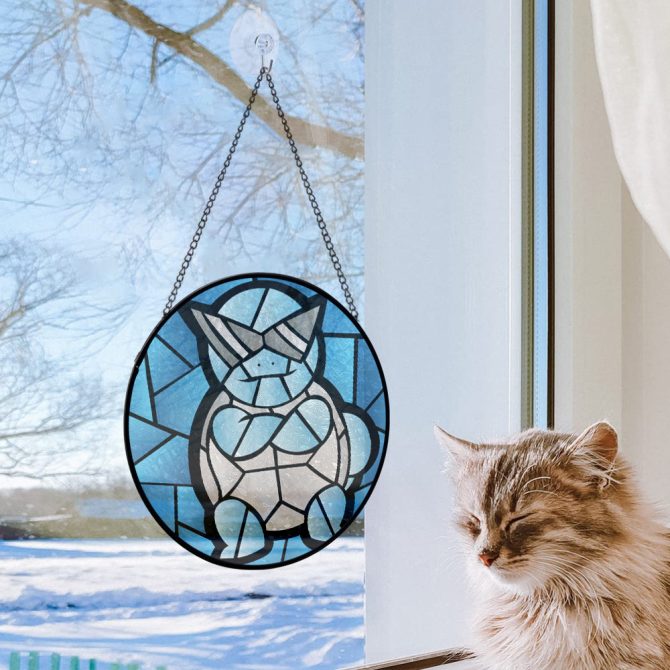 Stained Glass Style Blue Turtle Sun Catcher - 9 Hanging Art Decor For Home & Garden - Image 5