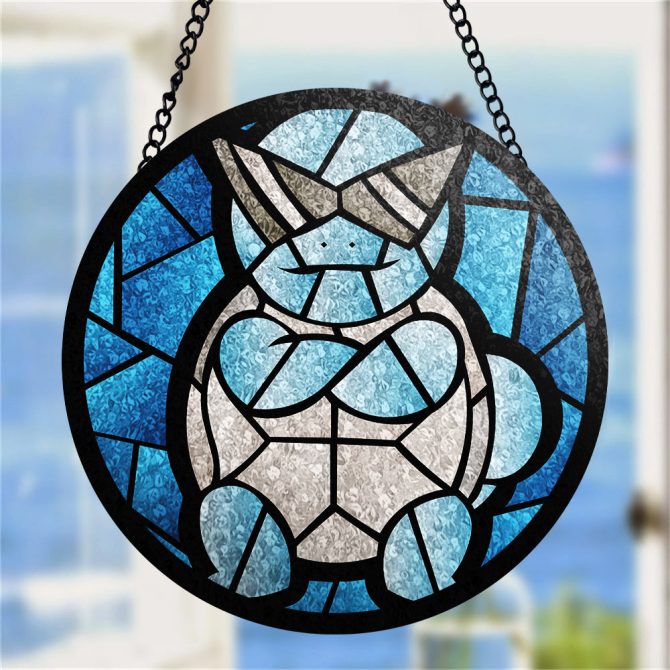 Stained Glass Style Blue Turtle Sun Catcher - 9 Hanging Art Decor For Home & Garden - Image 4